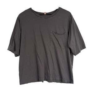 Lunya Womens Oversized Sleep Shirt Pocket Tee Gray Cotton - M